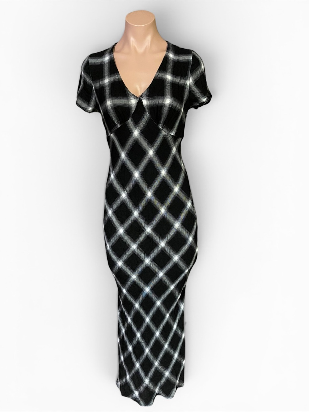 Disturbia Black and White Plaid Maxi Dress